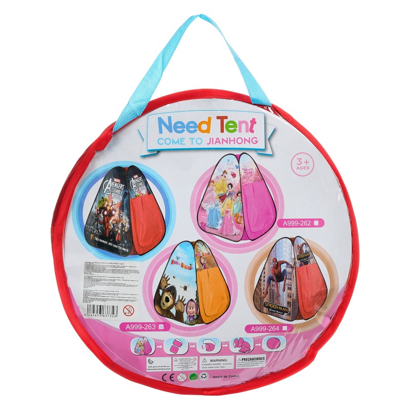 Детска палатка за игра с принт на Маша и Мечока + чанта ITTL