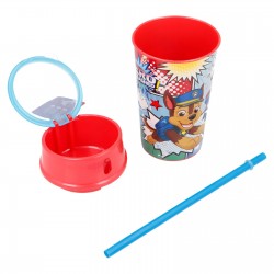 Cup with lid, straw and food compartment - Paw Patrol, 400 ml Paw patrol 38877 