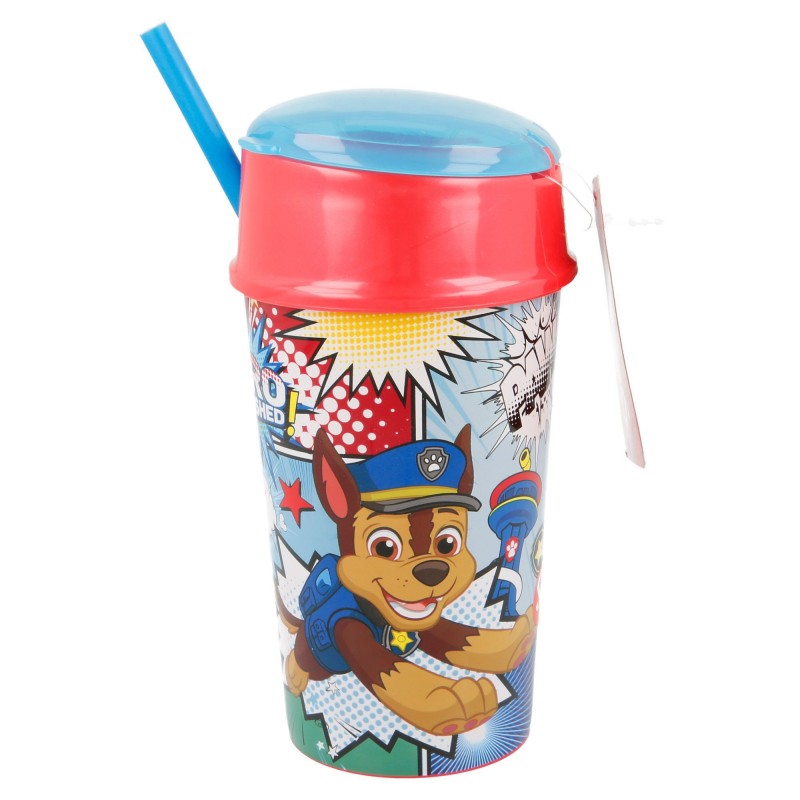 Cana cu capac, paie si compartiment mancare - Paw Patrol, 400 ml Paw patrol