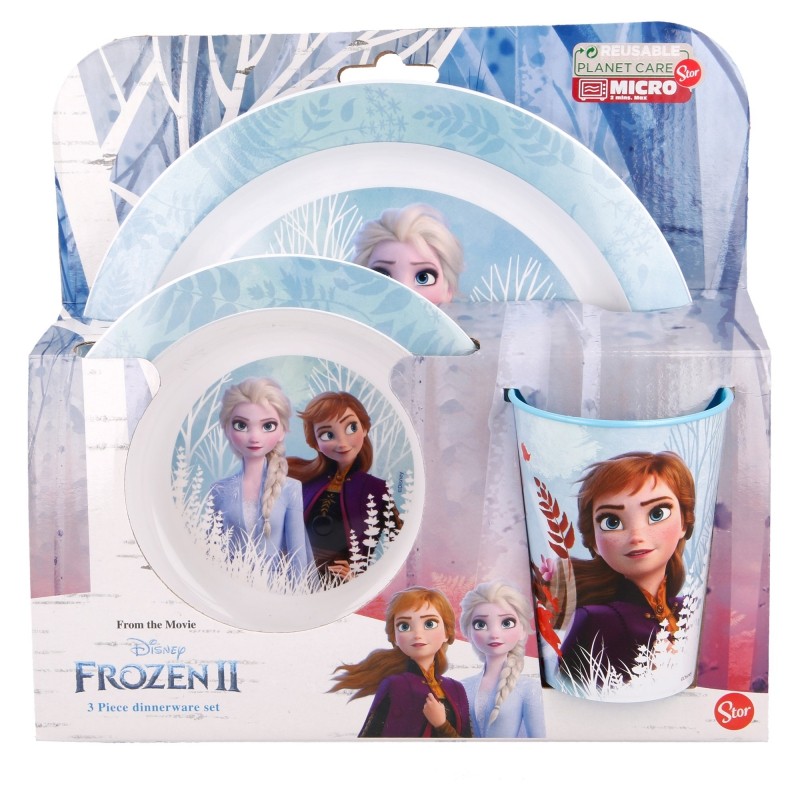 Polypropylene dining set of 3 pieces, with picture, Frozen Kingdom Frozen