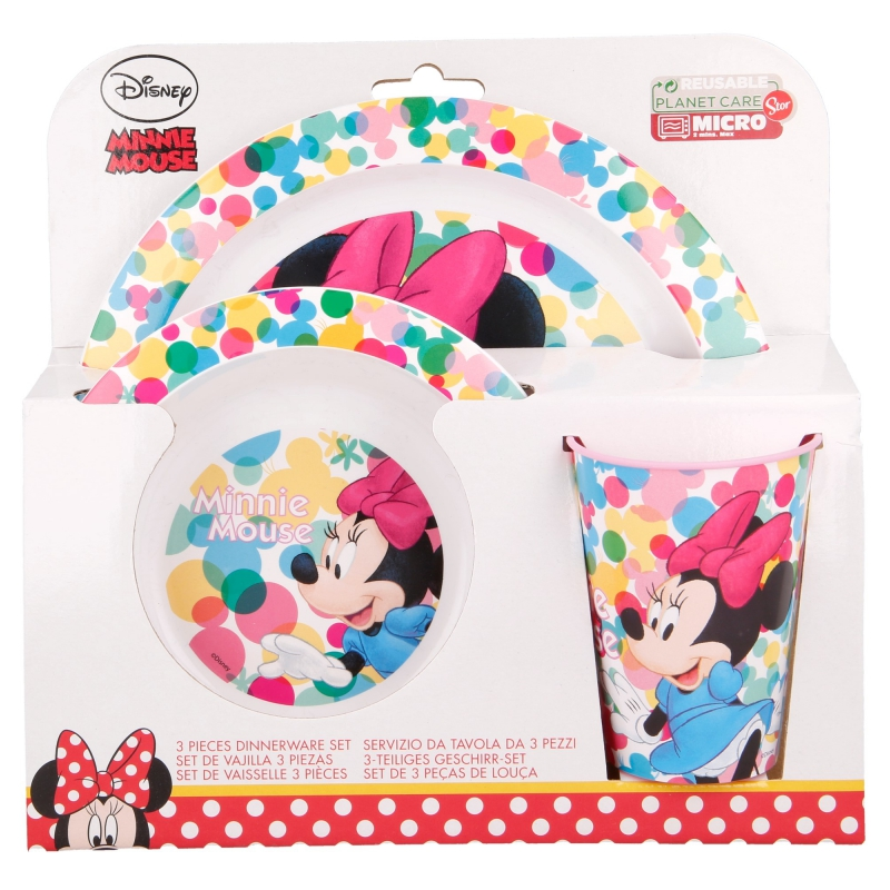 Polypropylene dining set of 3 pcs., with picture, Minnie Mouse Minnie Mouse