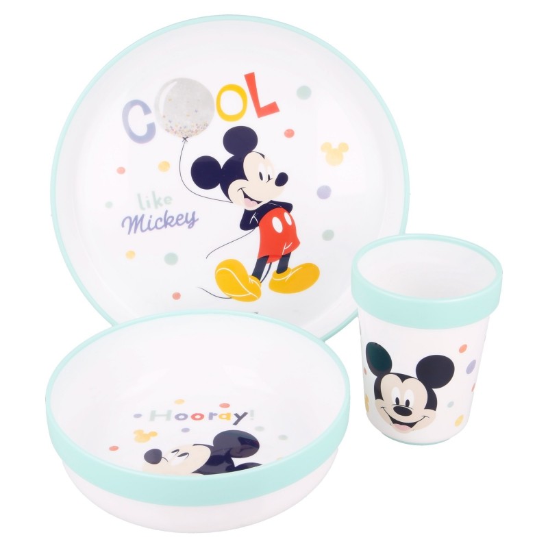 Polypropylene dining set of 3 pieces, with a picture, Cool like Mickey Mickey Mouse