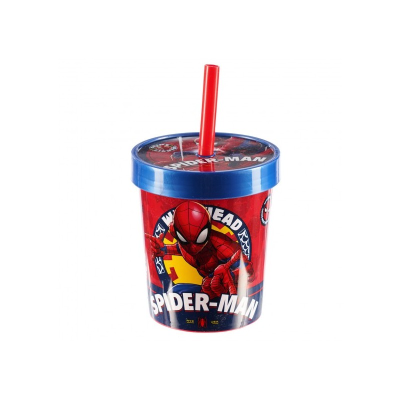 Чаша с капак и сламка "Човека-паяк"