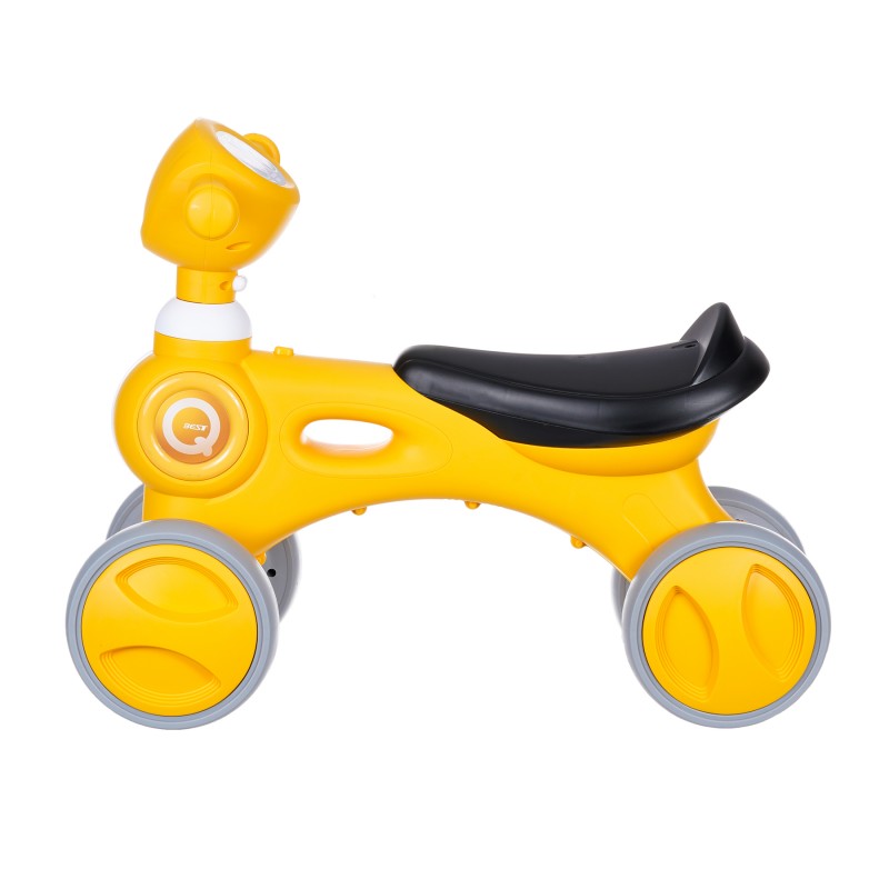 Bicicletă de echilibru pentru copii cu sunet și lumină, galbenă SNG