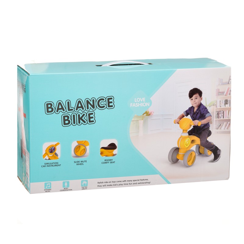 Детски баланс на велосипед со звук и светлина, жолт SNG
