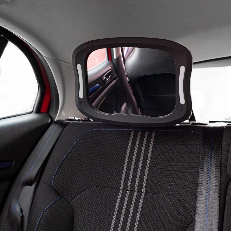 Spiegel mit LED-Leuchten für den Rücksitz mit Sicht zum Kind Feeme