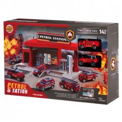 Children's gas station with 2 cars, red GOT 40865 4