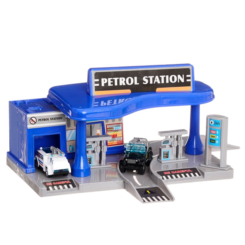 Children's gas station with 2 cars, blue | 3801016026773