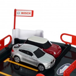 Theo Klein 2813 Bosch Car Service Multi-Storey Car Park I With 5 levels, two-lane exit ramp, 2 racing cars, lift and much more I Dimensions: 55 cm x 55 cm x 85 cm I Toy for children aged 3 years and up BOSCH 40874 4