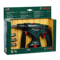 Theo Klein 8450 Bosch Impact Drill I Impact drill with right and left rotation and exchangeable attachments I Dimensions: 29 cm x 15 cm x 4 cm I Toys for children aged 3 and over BOSCH 40900 6