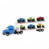 Car carrier on two levels with 6 carts - Blue