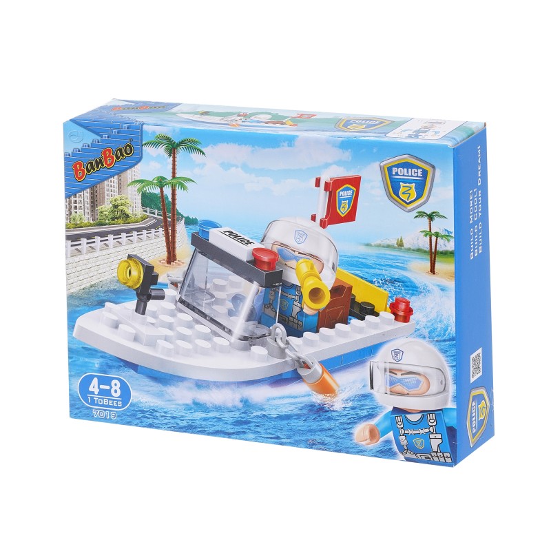 Police boat construction set with 58 parts Banbao
