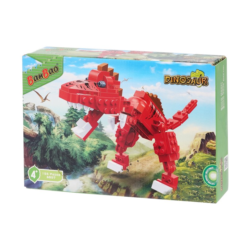 Red dinosaur construction set with 159 parts Banbao
