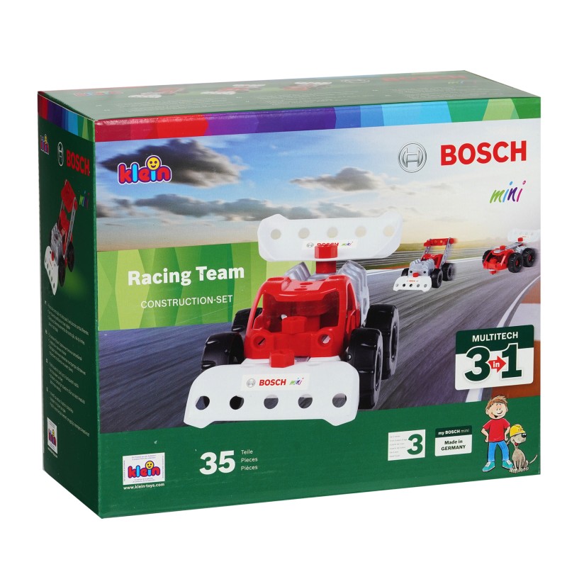 Theo Klein 8793 Bosch 3 in 1: Racing Team construction set | For building different racing vehicles | Includes construction plans for 3 models, | Toys for children aged 3 and over BOSCH