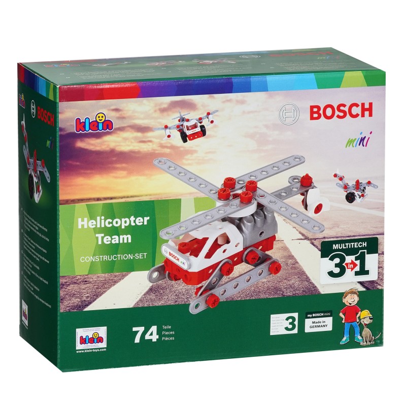 Theo Klein 8791 Bosch 3-in-1 Helicopter Team construction set I For building different aircraft I Including construction plans for 3 models I Toys for children aged 3 and over BOSCH