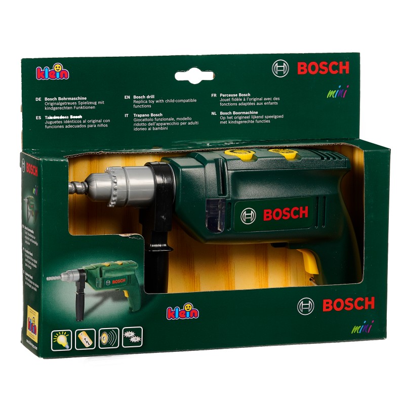 Theo Klein 8410 Bosch Bohrmaschine I Rotierender Bohrer I Coole Licht- und Soundeffekte I Maße: 24,5 cm x 15 cm x 4 cm I Spielzeug für Kinder ab 3 Jahren BOSCH