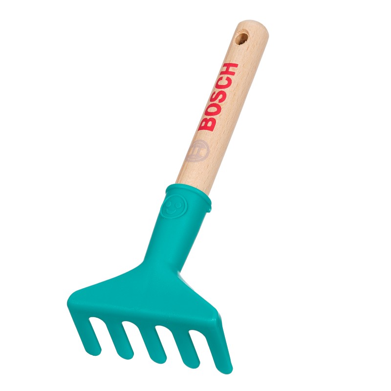 Theo Klein 2788 Bosch hand rake, short I Robust children's rake I Stable wooden handle I Dimensions: 17.5 cm x 8.5 cm x 4 cm I Toys for children aged 3 and over BOSCH