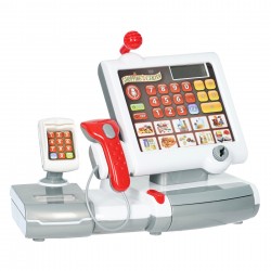 Theo Klein 9356 Toy Cash Register I With plastic film keyboard, calculator function, payment terminal including scanner and scales with light and sound function I Dimensions: 31 cm x 15.5 cm x 23 cm I Toy for children aged 3 years and up BOSCH 41740 