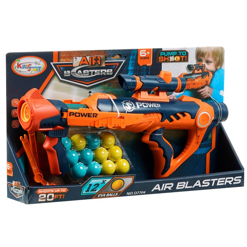 Blaster cu aer pentru copii cu 12 bile King Sport