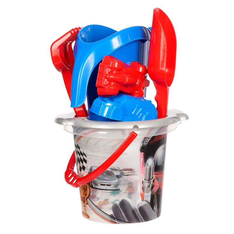 Theo Klein 2826 Bosch Car Service sand bucket set, 2 liters | Incl. Bucket, watering can, 2 car sand molds and more. | Dimensions: 21 cm x 20,5 cm x 33 cm | Toy for children from 1 years old BOSCH