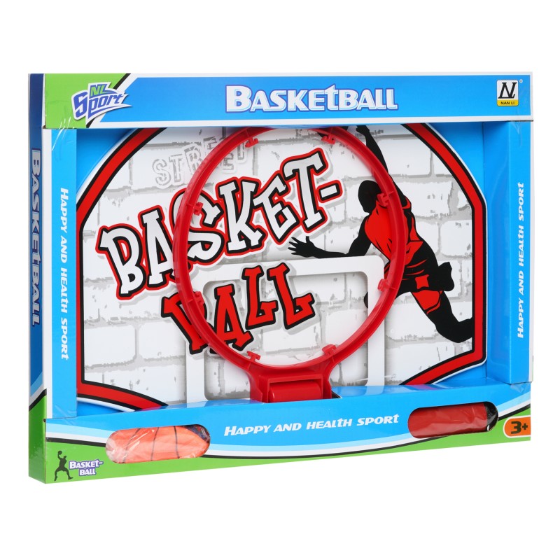 Basketballkorb für Wand mit Ball und Pumpe, rot GT