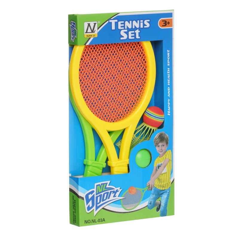 Set of 2 tennis rackets, ball and feather GT