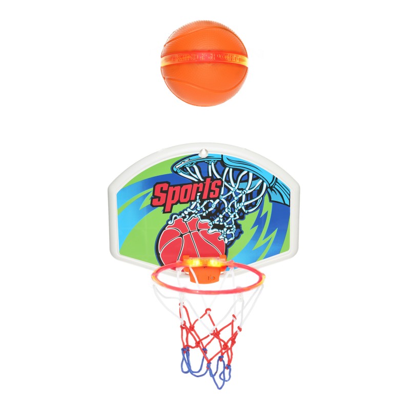 Set of illuminated basketball backboard with ball King Sport