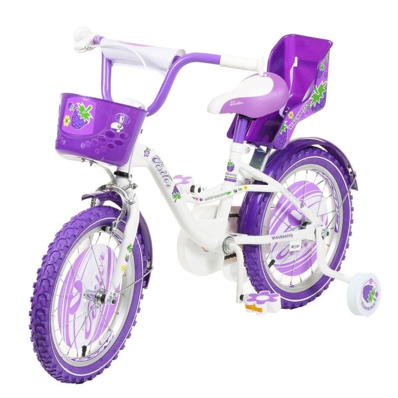 Children's bicycle BLACKBERRY 16", purple, with auxiliary wheels Venera Bike