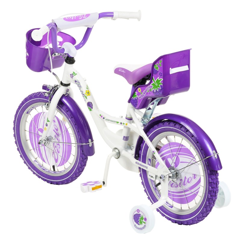 Bicicleta pentru copii BLACKBERRY 16"", mov, cu roți auxiliare Venera Bike