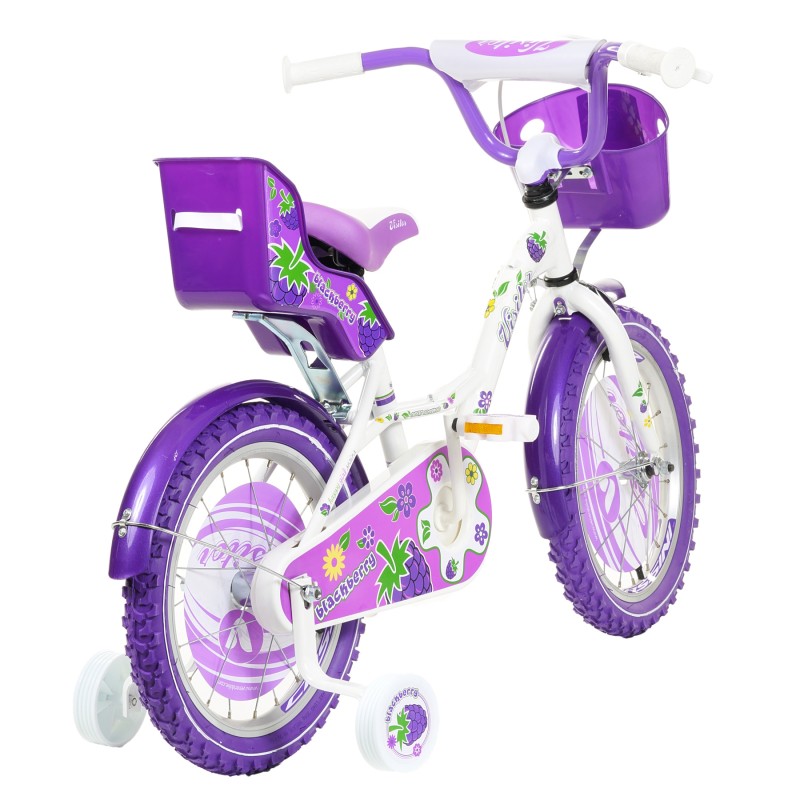 Bicicleta pentru copii BLACKBERRY 16"", mov, cu roți auxiliare Venera Bike