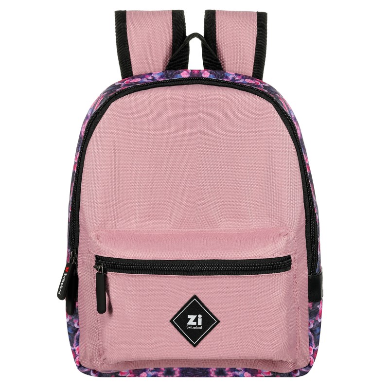 Τσάντα πλάτης Zi με φλοράλ μοτίβα, μπεζ - ροζ