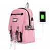 School backpack with USB - Pink