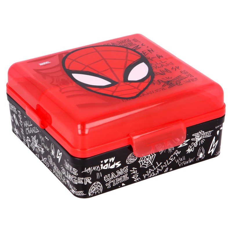 Food box with three compartments, SPIDERMAN, black Stor