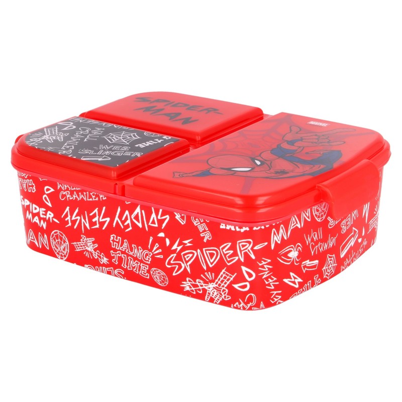 Кутија за храна со три прегради, SPIDERMAN, црвена Stor