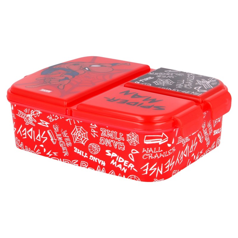 Food box with three compartments, SPIDERMAN, red Stor