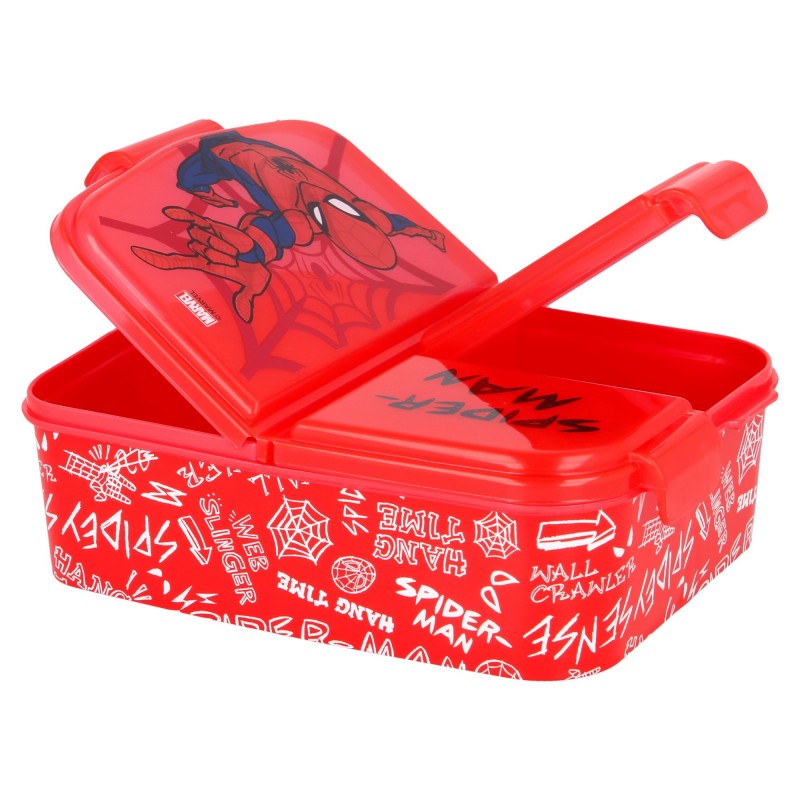 Food box with three compartments, SPIDERMAN, red Stor