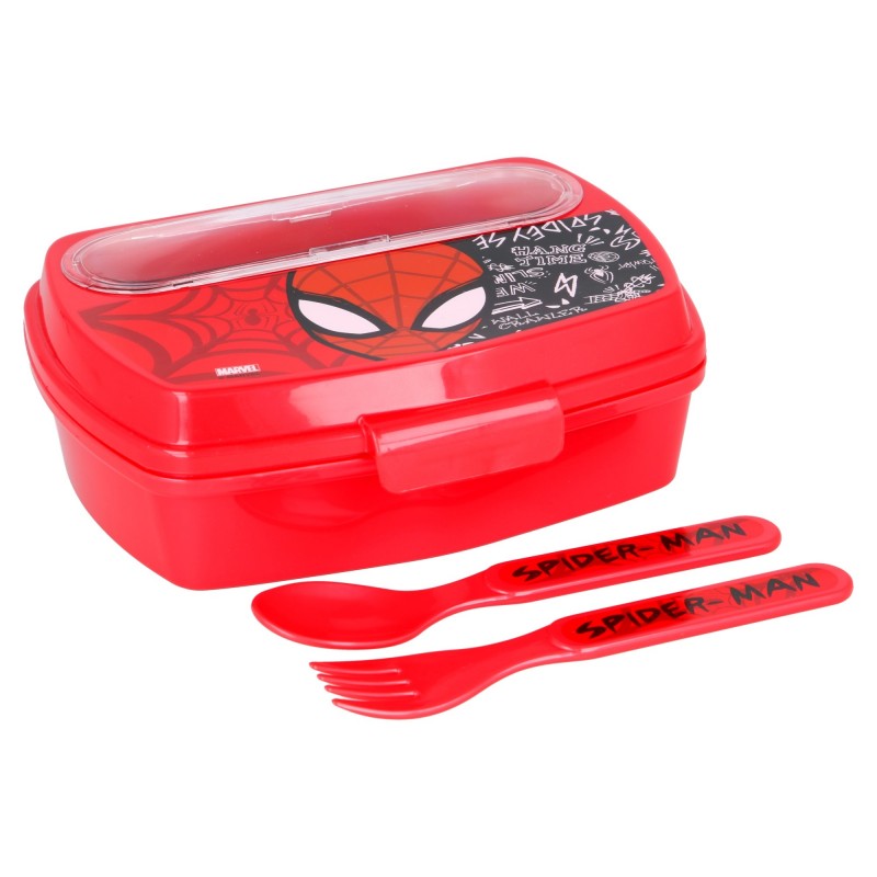 Food box set with fork and spoon, SPIDERMAN Stor