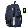 Backpack with built-in USB port, dark blue - blue