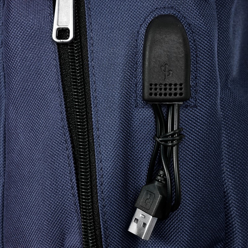 Rucksack mit integriertem USB-Anschluss, dunkelblau ZIZITO