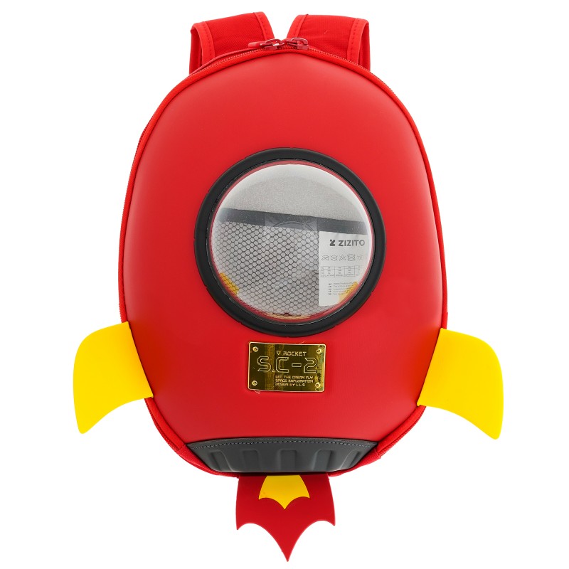 Childrens backpack with a rocket design - Red