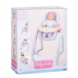 Theo Klein 1682 Baby Coralie doll high chair | Four orientations: High chair, swing, cradle and stretcher | Dimensions: 37 cm x 41 cm x 65 cm | Toys for children above 3 years old Baby Coralie 44357 7