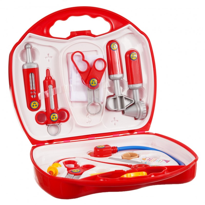 Детски лекарски комплект в куфар, червен Theo Klein