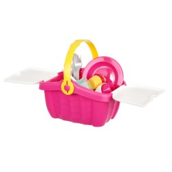 Theo Klein 9527 Barbie Picnik Basket | Sturdy toy basket full of colourful tableware and cupcakes for two | Measures: 25 cm x 20 cm x 22.5 cm | Toys for children aged 3 and over Barbie 44400 2