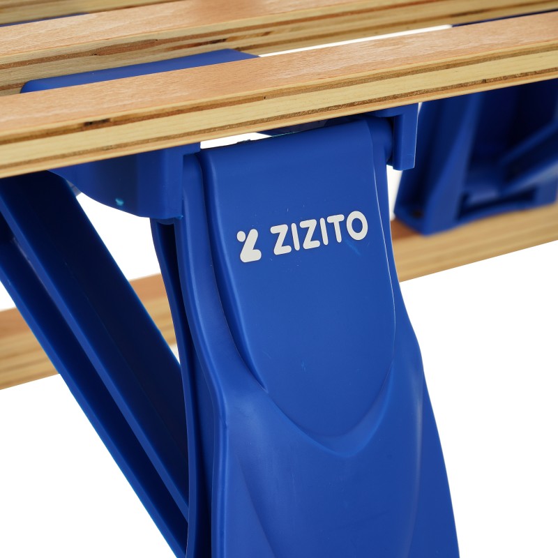 Olwen Zizito Faltbarer Holzschlitten mit Rückenlehne, blau ZIZITO