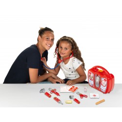 Theo Klein 4350 Doctor's Case with Mobile Phone I Robust case with stethoscope, syringe and much more I With battery-powered mobile phone with sound I Dimensions: 27 cm x 24 cm x 10 cm I Toy for children aged 3 years and up Theo Klein 45921 13