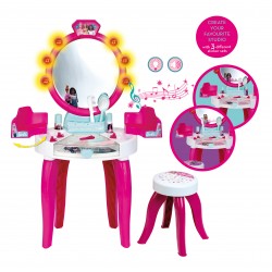 Theo Klein 5328 Barbie Beauty Salon with Light and Sound Functions I Pivoted storage areas and mirror I With lots of accessories such as a comb, hairspray and perfume spray I Dimensions: 41 cm x 31 cm x 90 cm I Toy for children aged 3 years and up Barbie 45929 2
