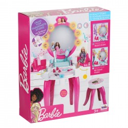 Theo Klein 5328 Barbie Beauty Salon with Light and Sound Functions I Pivoted storage areas and mirror I With lots of accessories such as a comb, hairspray and perfume spray I Dimensions: 41 cm x 31 cm x 90 cm I Toy for children aged 3 years and up Barbie 45940 16