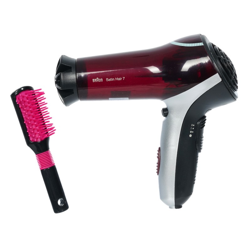 Theo Klein 5867 Braun hair dryer I Children's hair dryer incl. brush and diffuser attachment I Toys for children aged 3 and over BRAUN