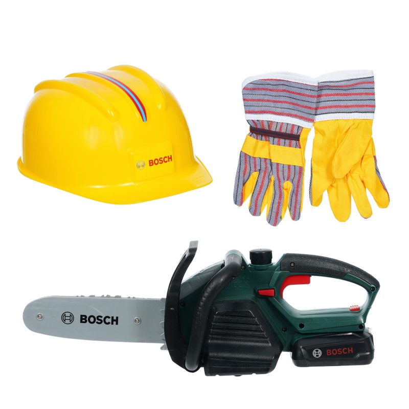 Работнички сет на Bosch: моторна пила, шлем, ракавици BOSCH