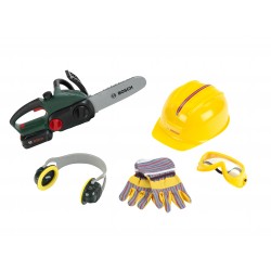 Theo Klein 8532 Bosch Chainsaw with Accessories I Battery-powered saw with sound and light functions I Includes work gloves, ear protectors, safety goggles and helmet I Packaging dimensions: 40 cm x 16 cm x 36.5 cm I Toy for children aged 3 years and up BOSCH 47340 14